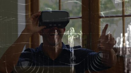 Poster - Animation of data processing over businessman working in office