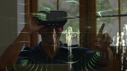 Poster - Animation of data processing over businessman working in office