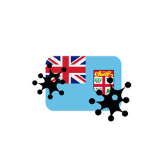 Wall Mural - Fiji hit by Coronavirus. Covid-19 impact nationwide. Virus attack on Fiji flag concept illustration on white background
