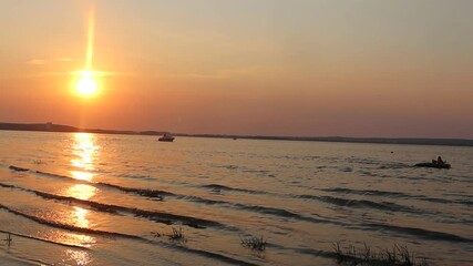 Wall Mural - sunset time at belarusian lake view