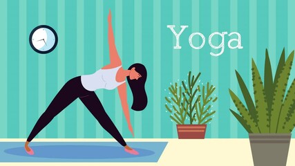 Wall Mural - young woman practicing yoga character