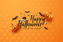 Scary Halloween Pumpkins White Speckled Orange Background