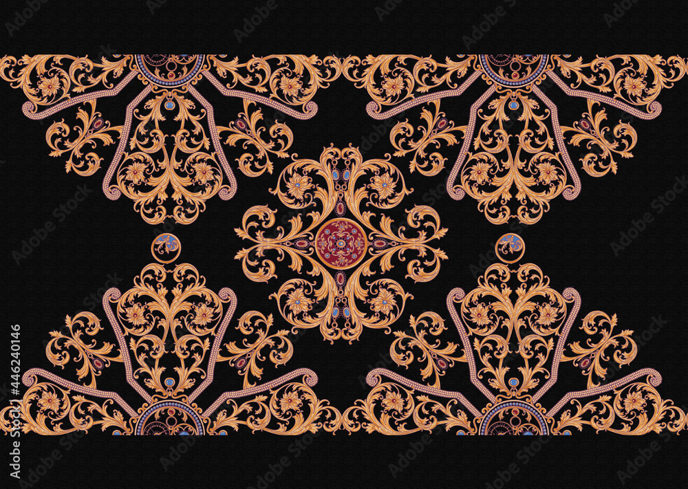 Rococ Pattern Template Decorated with elegant and luxurious patterns. Rococo, Baroque style ...