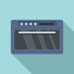 Poster - Gas convection oven icon flat vector. Electric grill stove