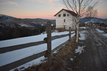 Sticker - winter in the village