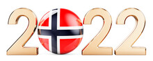2022 With Norwegian Flag, 3D Rendering