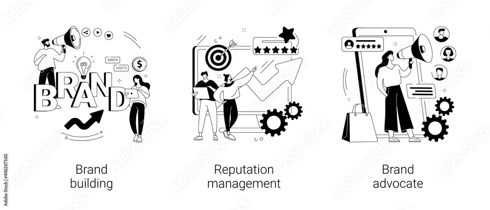 Trademark public relations abstract concept vector illustrations. - obrazy, fototapety, plakaty 
