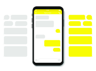 Poster - SmartPhone chatting sms template bubbles. SMS chat composer. Place your own text to the message. Phone chatting sms template bubbles. Vector illustration.
