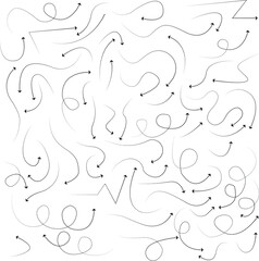 Poster - Black Dotted Hand Drawn Arrows Set on White Background. Arrow, Cursor Icon. Vector Pointers Collection. Back, Next Web Page Sign.