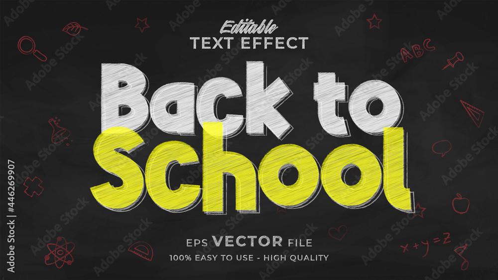 back to school text effect editable chalkboard text style Stock Vector ...