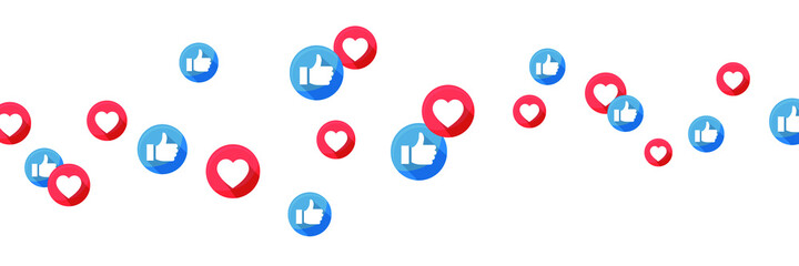 Poster - Vector 3D Social Network Like Icons Abstract Conceptual Illustration Isolated on White Background. Design Elements for Web, Internet, App, Analytics, Promotion, Marketing, SMM, CEO, Business