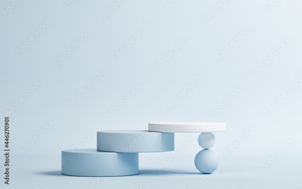 Pedestal for product presentation, blue background, 3d render, 3d illustration - obrazy, fototapety, plakaty 