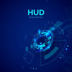 Poster - HUD design element. Head-up display futuristic digital technology. Sci fi or cyberspace visualization. Vector