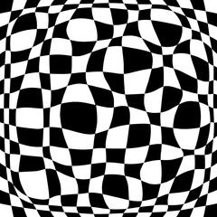 Poster - Optical illusion checker board. Vector and curved board.