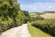 Campden Lane (an ancient drovers road) now a bridleway on the Cotswold Hills near the hamlet of Farmcote, Gloucestershire UK