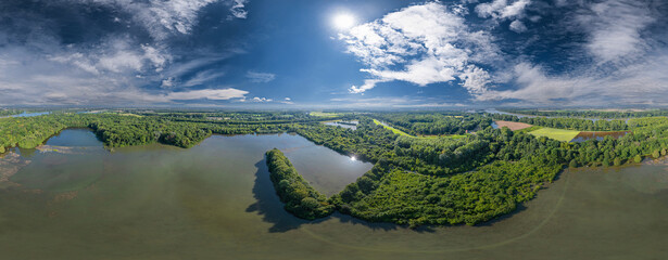 Wall Mural - Recreation area flooded by the high water 360° airpano