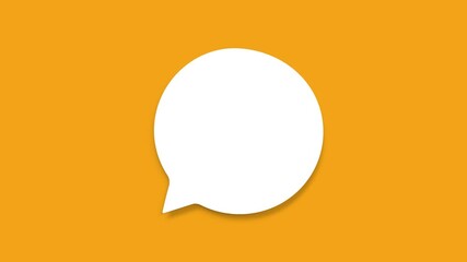 Poster - Chat, speech bubble 3d icon animation on yellow background. 4K