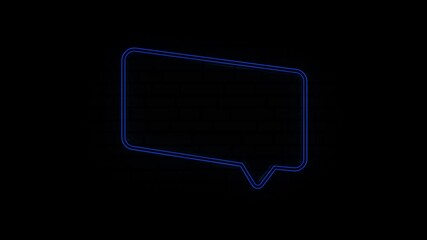 Aufkleber - Glowing blue neon line Speech bubble chat icon isolated on black background. Message icon. Communication or comment chat symbol. 4K