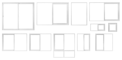 Wall Mural - Real modern house window frame set collection isolated on white background