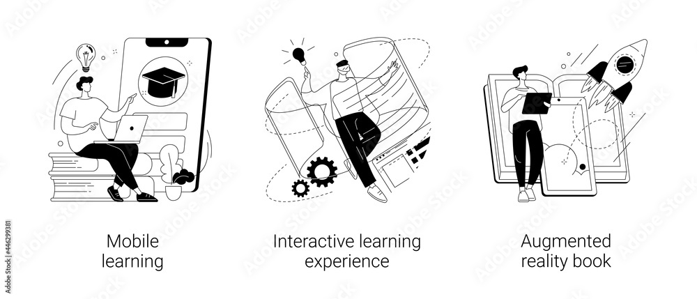 Interactive learning abstract concept vector illustrations. - obrazy, fototapety, plakaty 