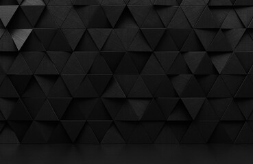 black triangular abstract background, grunge surface, 3d rendering