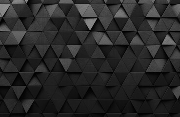 Black triangular abstract background, Grunge surface, 3d Rendering