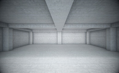  Empty space with white concrete. Abstract background. 3d Rendering
