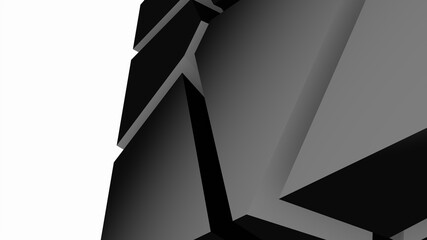 Poster - Black-gray low-poly 3d objects on a white background. Screensaver. Graphic image.