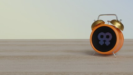 Sticker - 3d rendering of color alarm clock with symbol of Venus double on display on table