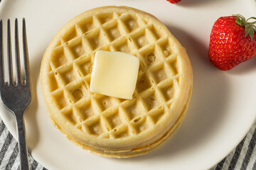 Wall Mural - Healthy Cooked Frozen Waffles for Breakfast