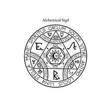 Magical Alchemical Seal With Patterns And Alchemical Symbols