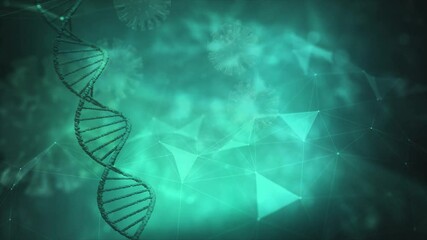 Poster - modern abstract 3d dna chain structure rotation animation.