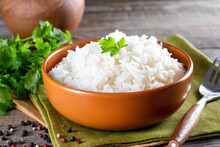 White Rice In Bowl On Table