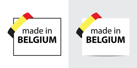 Wall Mural - made in Belgian vector stamp. badge with Belgian flag	