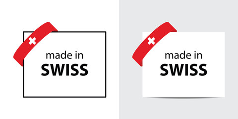 Wall Mural - made in Swiss vector stamp. badge with Swiss flag	