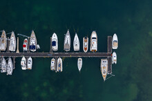 Aerial View To A Yachts On The Marina