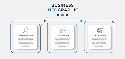 Wall Mural - Vector Infographic design illustration business template with icons and 3 options or steps. Can be used for process diagram, presentations, workflow layout, banner, flow chart, info graph