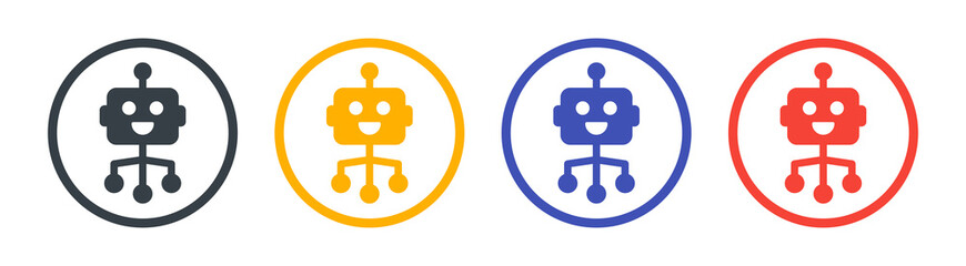 Poster - Robot, robotics icon set. Robots engineered or robot assistance symbol.