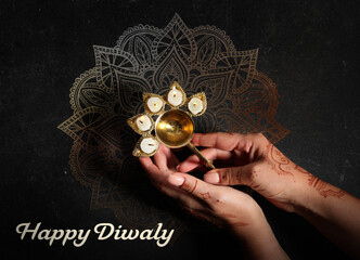 Beautiful greeting card for Diwali (Festival of lights)