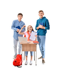 Wall Mural - Group of students on white background