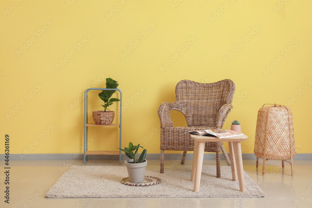 Interior of stylish room with armchair