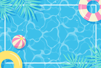 summer vector background with pool illustrations for banners, cards, flyers, social media wallpapers