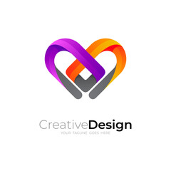 love logo with line design combination, colorful logo template