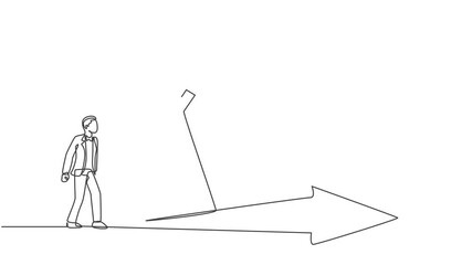 Poster - animated self drawing of single continuous line draw young entrepreneur gets the light to light his 