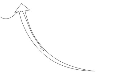 Poster - self drawing animation of single continuous line draw rising up arrow symbol. above pointer shape di
