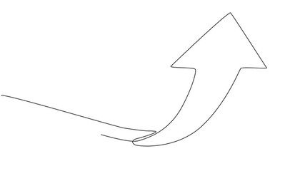 Poster - Self drawing animation of single continuous line drawing of rising up arrow sign symbol. Increasing market sales strategy performance. Minimalism business concept one line draw. Full length animated.