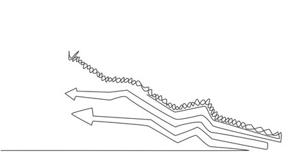 Poster - Animated self drawing of continuous one line draw various way branch up arrow signs. Paths of business strategy to increase sales graph minimalist concept. Full length single line animation.