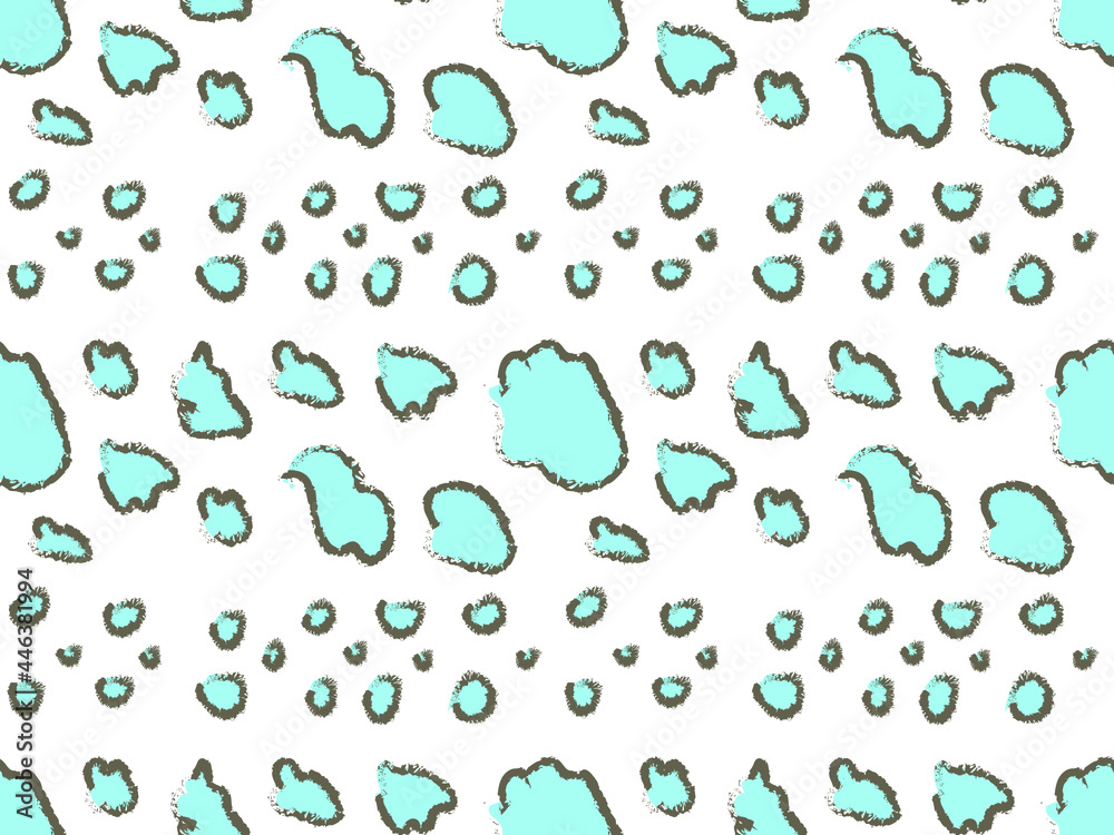 Abstract animal skin leopard seamless pattern design. Jaguar, leopard, cheetah, panther fur. Grey and blue seamless background.