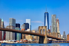 Brooklyn Bridge And Financial District, Manhattan, New York