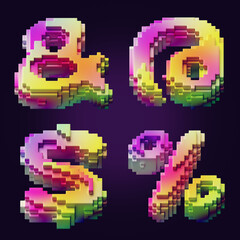 Poster - 3d rendering of colorful letters made of cube blocks.